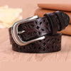 Women's Vintage Leather Belt with Pin Buckle in various colors, perfect for casual or formal wear, adjustable fit.