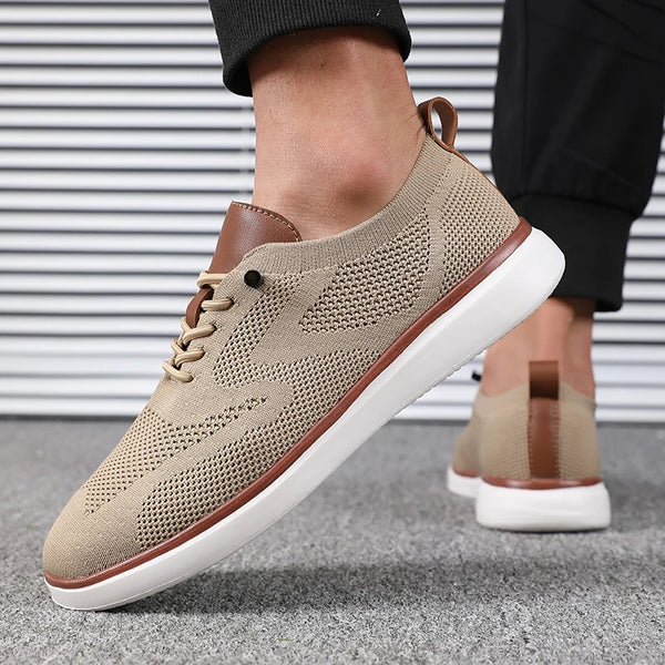 Men's athletic walking shoes with cloud-like knitted upper and reliable grip outsole