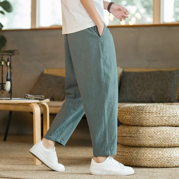 Waistband detail showing elastic comfort technology on men's casual joggers