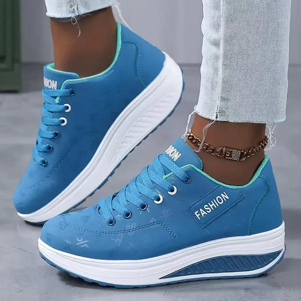Stride Higher sneakers showing chunky platform wedge profile