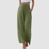 Flattering wide-leg pants in natural cotton-linen fabric perfect for spring and summer wear