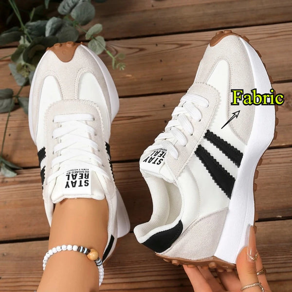 Women's casual patchwork sneakers with cushioned insole for all-day comfort