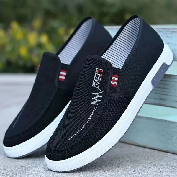 Breathable spring and fall sneakers for men with hard-wearing rubber sole