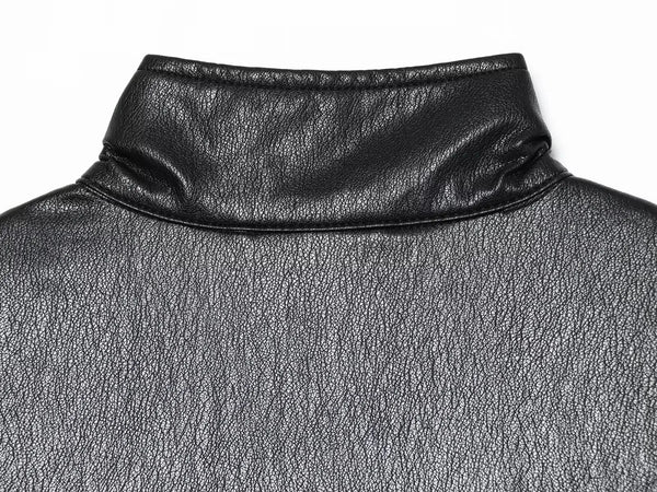 Chic faux leather bomber jacket for women, perfect for autumn fashion and versatile layering with a stylish turtleneck collar