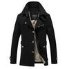 Sleek Men's Casual Business Trench Coat in polyester, featuring a turn-down collar and single-breasted closure for stylish ou