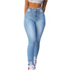 Chic high waist ripped skinny jeans for women, perfect for casual outings and stylish everyday wear. Ankle-length slim fit.