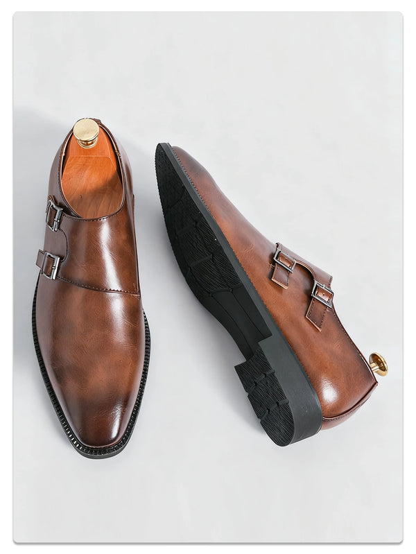 Sophisticated men's oxfords featuring adjustable monk strap and leather construction