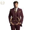 Elegant Men's 3-Piece Wedding Suit Set with notch lapel, slim fit jacket, vest, and trousers for formal events.