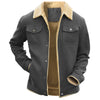 Fleece-lined coat in olive green, combining function with everyday elegance.