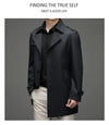 Classic men's long trench coat in lightweight polyester, perfect for spring and autumn business casual or everyday wear.