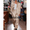 Elegant men's satin two-piece suit in casual fit, perfect for business or casual events, made from cotton and polyester blend