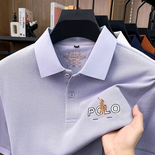 Versatile polo shirt with embroidered pony accent, ideal for office and casual occasions