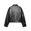 Chic faux leather bomber jacket for women, perfect for autumn fashion and versatile layering with a stylish turtleneck collar