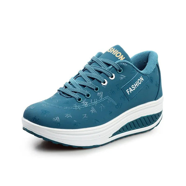 Women's platform wedge sneakers with chunky sole and athletic design