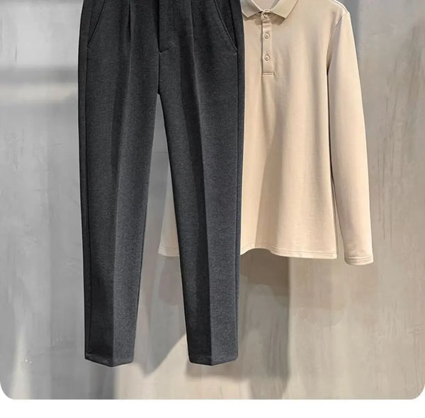 Sophisticated woolen trousers with clean straight-leg cut