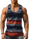 Lightweight crew neck tank in quick-dry polyester with vintage stripe design