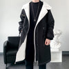 Hooded men's winter trench coat, thick fleece-lined jacket for warmth and style, perfect for casual and trendy winter outfits