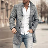 Stylish checkered men's trench coat for autumn and winter, featuring a turtleneck collar and single-breasted closure.