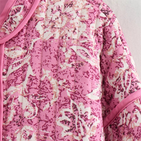 Distinctive printed cotton jacket with sophisticated button closure design