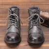 Ankle-height leather boots for men with convenient zipper and versatile style