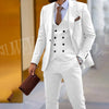 Elegant men's 3-piece wedding suit set in slim fit, featuring peak lapel jacket, vest, and trousers for formal events.