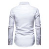 Classic Men's White Long Sleeve Polo Shirt with stand collar, single-breasted closure, perfect for business casual and all se