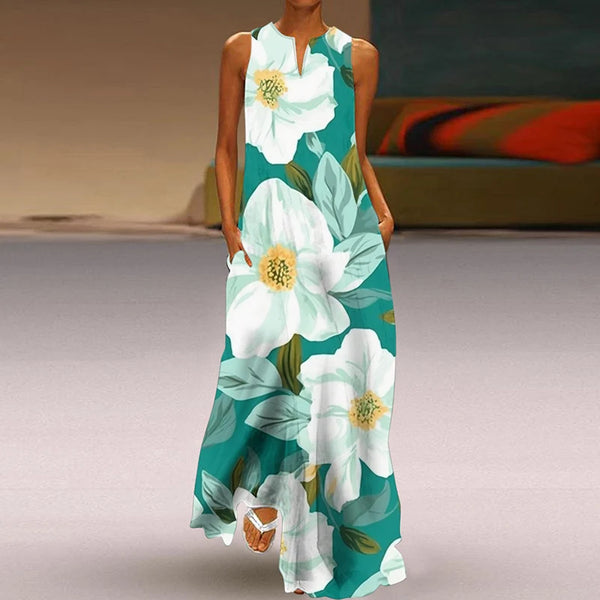Effortless Elegance V-Neck Chiffon Maxi Dress