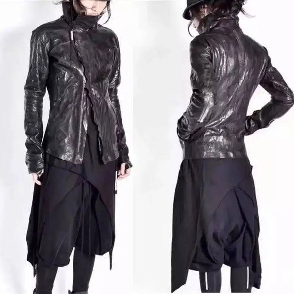 HKSH men's leather jacket, designed for both comfort and edgy street style.