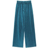 Chic wide leg summer pants for women in ice silk, pleated design, lightweight, breathable, and perfect for casual outings.