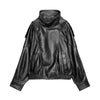 Minimalist black stand collar jacket perfect for casual to polished outfits