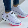 Women's everyday platform sneakers with breathable canvas upper and rubber sole