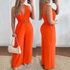 Wide-leg jumpsuit with flattering V-neckline and regular fit design