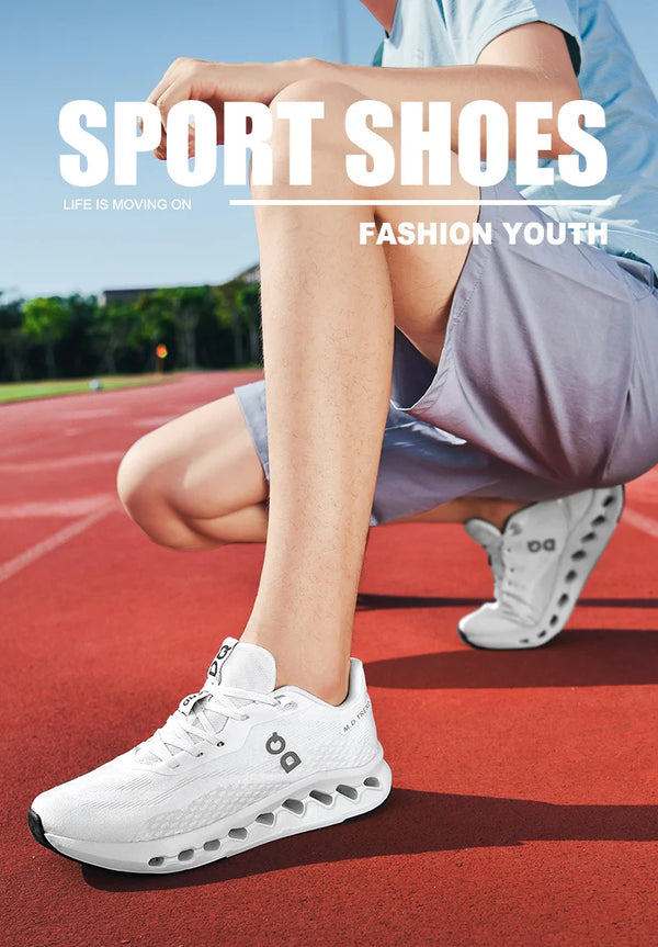 Outdoor sports shoes gripping rocky surface demonstrating traction capability