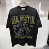 MAJESTIK rhinestone letter cotton t-shirt in white with sparkling text detail
