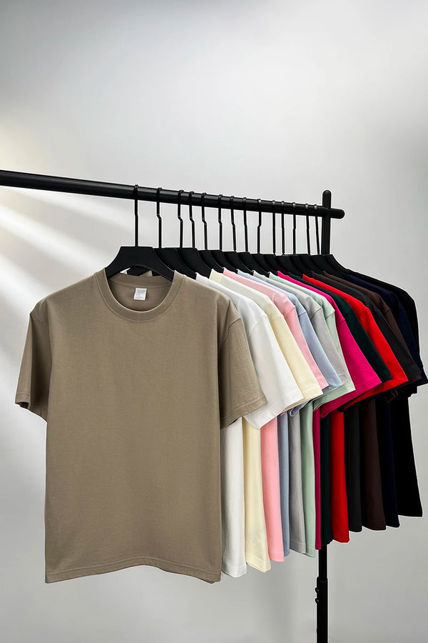Men's pure cotton solid color t-shirt with O-neck design