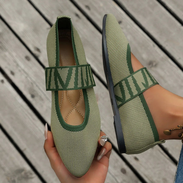 Comfortable slip-on flats with color-block knitted design and cushioned insole support