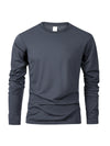 Men's long sleeve casual t-shirt in solid black, breathable polyester, O-neck, quick-drying, perfect for sports and casual we