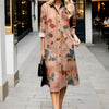Long sleeve floral shirt dress with tailored collar and versatile styling