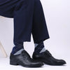 Close-up of breathable polyester blend fabric in men's comfort socks, ensuring all-day freshness.