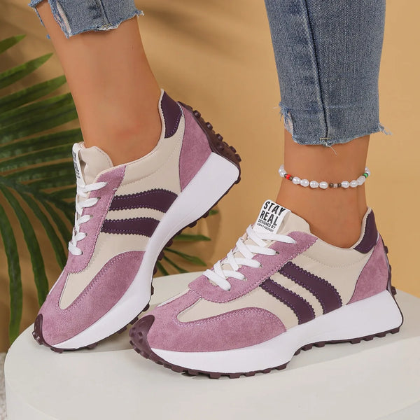 White patchwork sneakers featuring comfortable cushioned support system