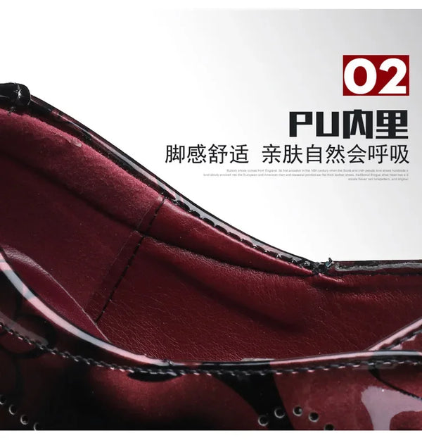 Top view of elegant floral men's Oxford shoes showcasing lace-up design.