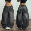 Versatile wide-leg jeans with artistic designs for any occasion.