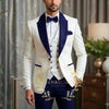 Luxury Men's Wedding Suit Set featuring an ivory blazer and burgundy pants, perfect for weddings and formal events.