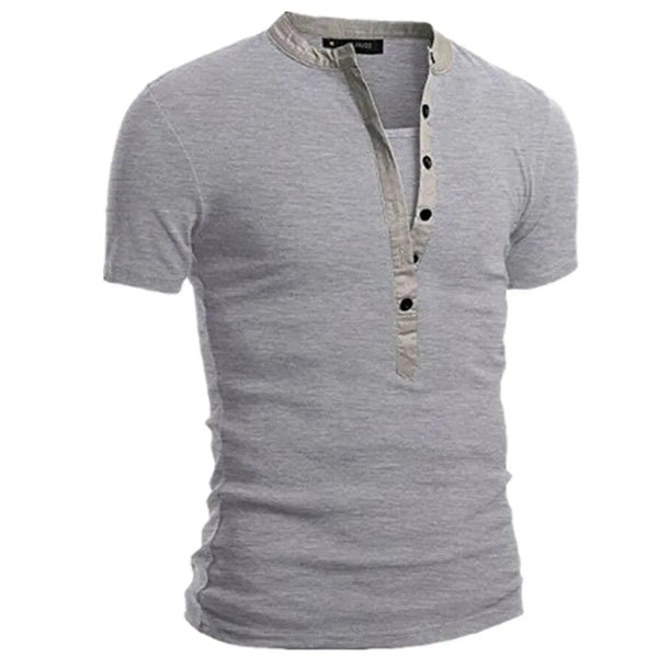 Slim Fit V-Neck Men's Casual Summer T-Shirt in breathable polyester, perfect for warm days and stylish casual occasions.