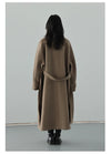 Investment piece wool trench with adjustable belt and extended length coverage