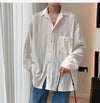 Men's hollow out mesh long-sleeve shirt in black and apricot, tailored fit with classic turn-down collar, breathable polyeste