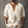 Men's vacation henley shirt with geometric print and pullover style