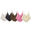 V-neck satin camisole with statement backless design and pleats