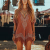 Vintage Floral V-Neck Bohemian Short Dress