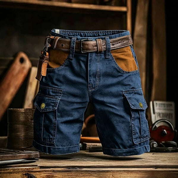 Men's summer cargo shorts with organized pocket system and contemporary design